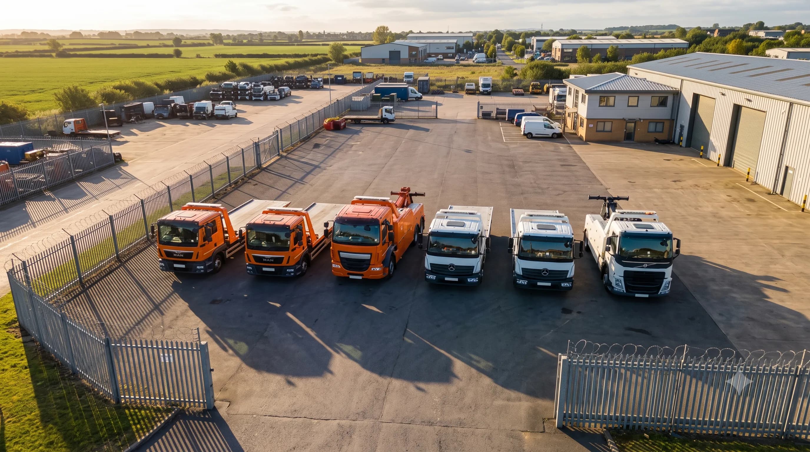 Aerial view of Recoverer fleet at depot